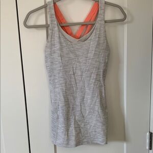 Lululemon Athletica Fitted Gray and Orange Tank Top built in bra
